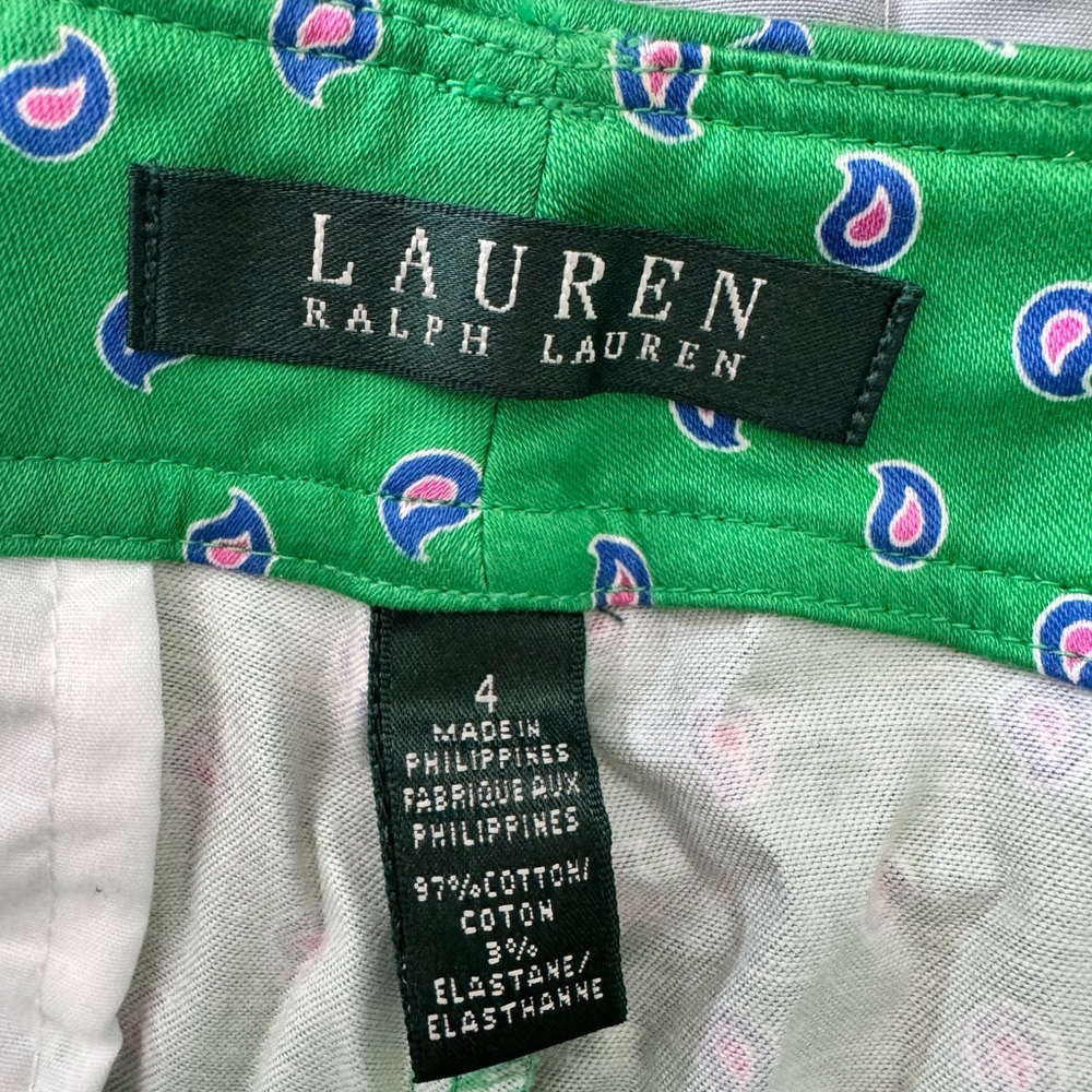 Ralph Lauren Green Patterned Women's Bermudas - Picture 2 of 6